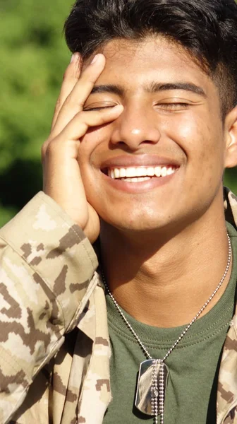 Happy Minority Male Soldier — Stock Photo, Image