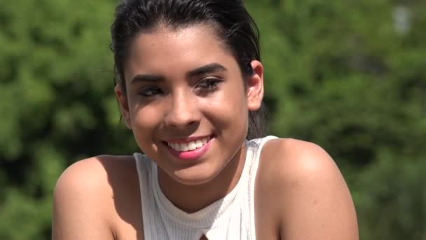 Joyful Hispanic Pretty Teen Girl — Stock Video