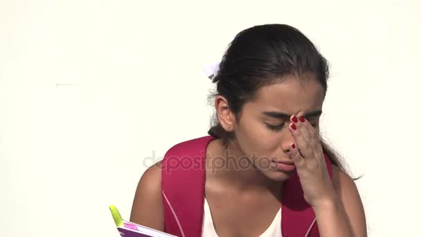 Unhappy Hispanic Female Teen Student — Stock Video