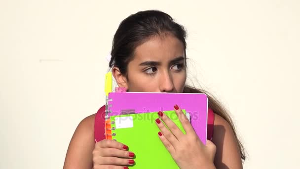 Fearful Or Timid Hispanic Female Teen Student — Stock Video