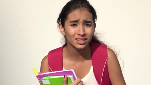 Confused Hispanic Female Teen Student Talking — Stock Video