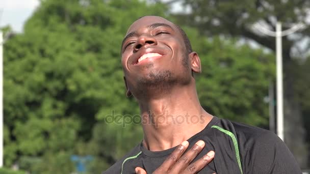 Laughing African Male Athlete — Stock Video