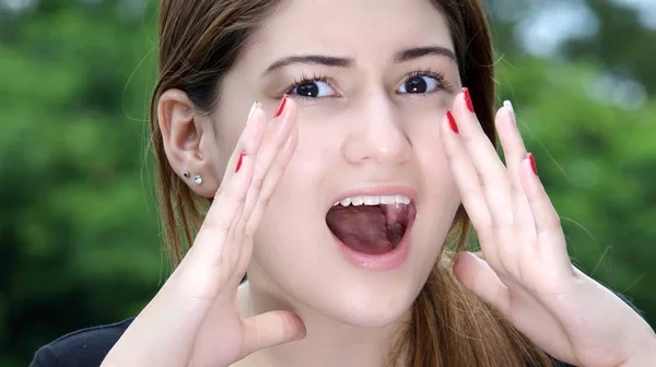 Pretty Female Teenager Shouting — Stock Photo, Image