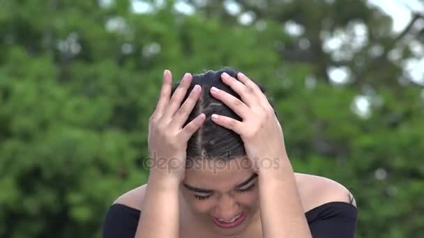 Stressed Anxious Female Hispanic Teenager — Stock Video