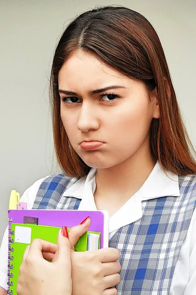 Prep Girl Student And Sadness — Stock Photo, Image