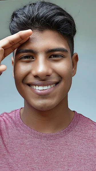 Youthful Teen Male Saluting — Stock Photo, Image