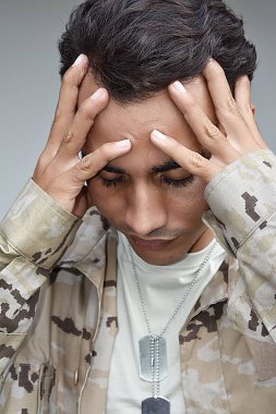 Male Soldier Under Stress clipart