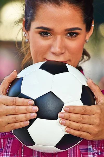 Soccer Mom Holding Soccer Ball