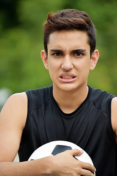 Angry Hispanic Soccer Player — Stock Photo, Image