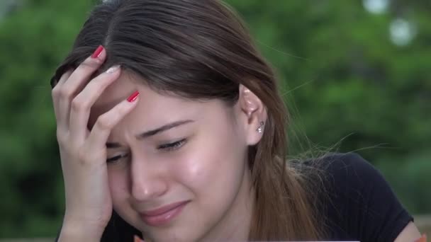 Tearful Pretty Female Teen Girl Crying — Stock Video