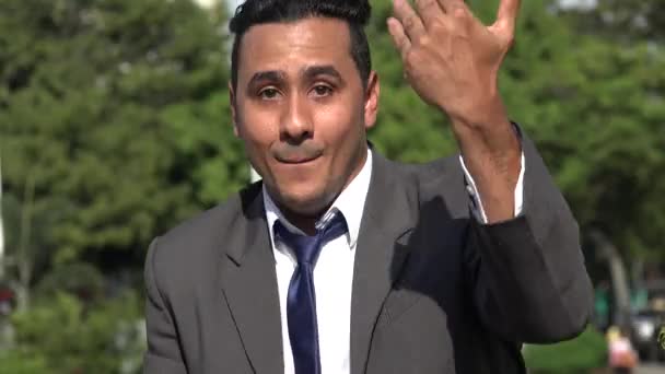 Friendly Welcoming Hispanic Business Man — Stock Video