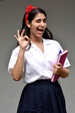 Tamam Katolik Kolombiya öğrenci genç liseli kız Not Defteri ile