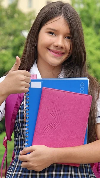 Female Student With Thumbs Up — Stock Photo, Image