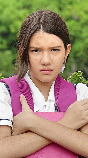 Menina bonita estudante e raiva — Fotografia de Stock