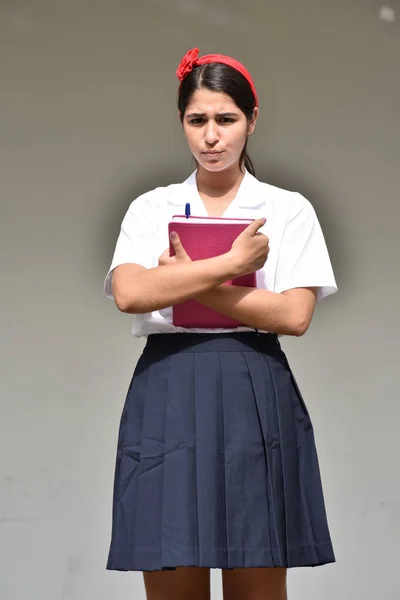 Unemotional Catholic Colombian Female Student Wearing Uniform