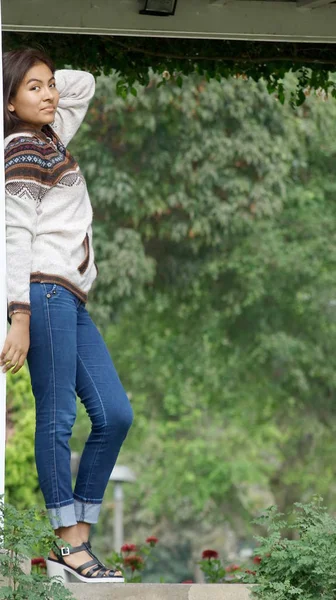 Menina peruana jovem de pé — Fotografia de Stock