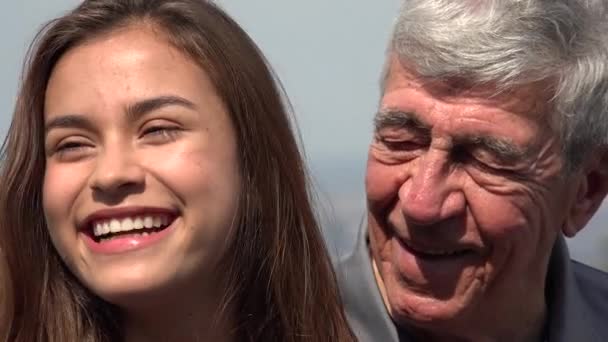 Happy Hispanic Grandfather And Granddaughter — Stock Video