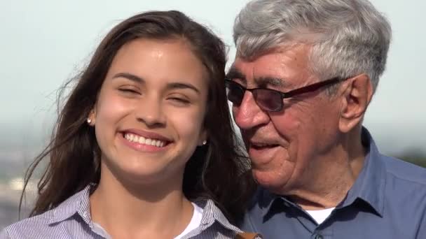 Hispanic Grandfather And Granddaughter Family — Stock Video