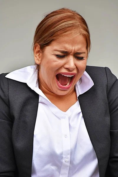 Upset Attractive Business Woman Wearing Suit — Stock Photo, Image