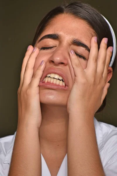 Cute Colombian Girl And Anxiety — Stock Photo, Image