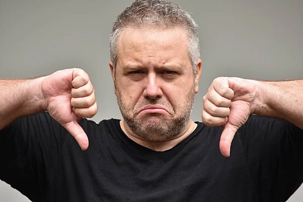 Overweight Male With Thumbs Down — Stock Photo, Image