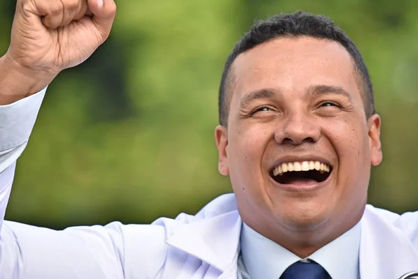 Successful Male Doctor Wearing Lab Coat — Stock Photo, Image