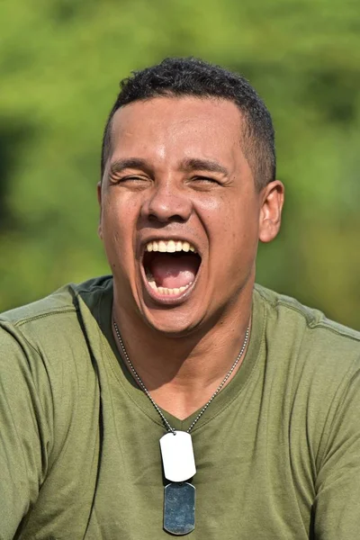 Shouting Male Soldier — Stock Photo, Image