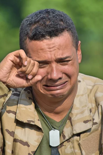 Tearful Male Soldier — Stock Photo, Image