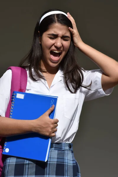 Estudiante estresado adolescente escuela chica — Foto de Stock