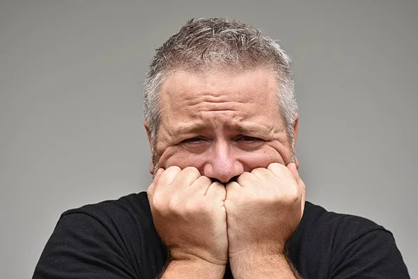 Fearful Overweight Man — Stock Photo, Image