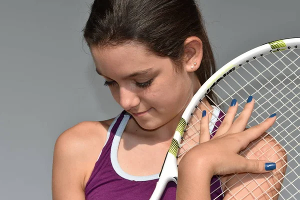 Jugadora de tenis adolescente infeliz — Foto de Stock