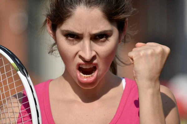 Atleta perturbado jogador colombiano de tênis feminino Imagens Royalty-Free