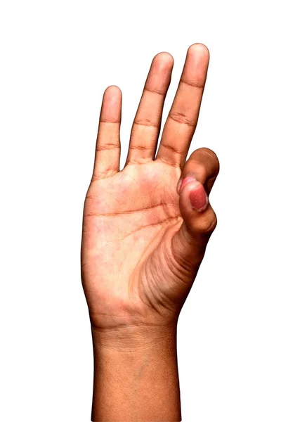 Teen Girl Hand Counting Three — Stock Photo, Image