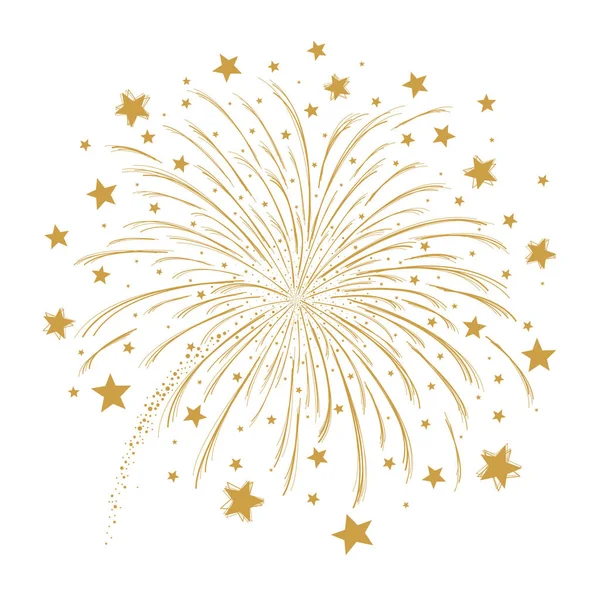 Vector gold firework on white background — Stock Vector