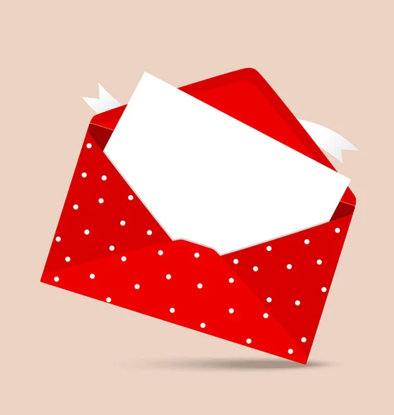 Vector rode envelop en leeg Witboek — Stockvector