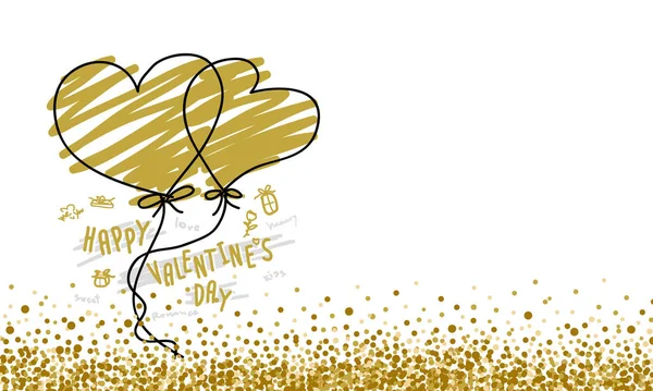 Vetor de amor e dia dos namorados conceito de balão coração de ouro no fundo branco —  Vetores de Stock