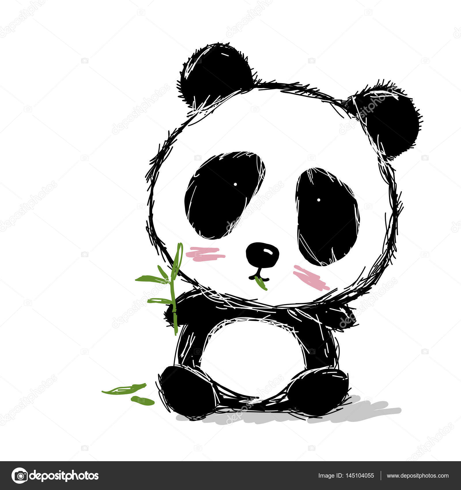 Hand drawn panda bear design on white background — Vetor ...