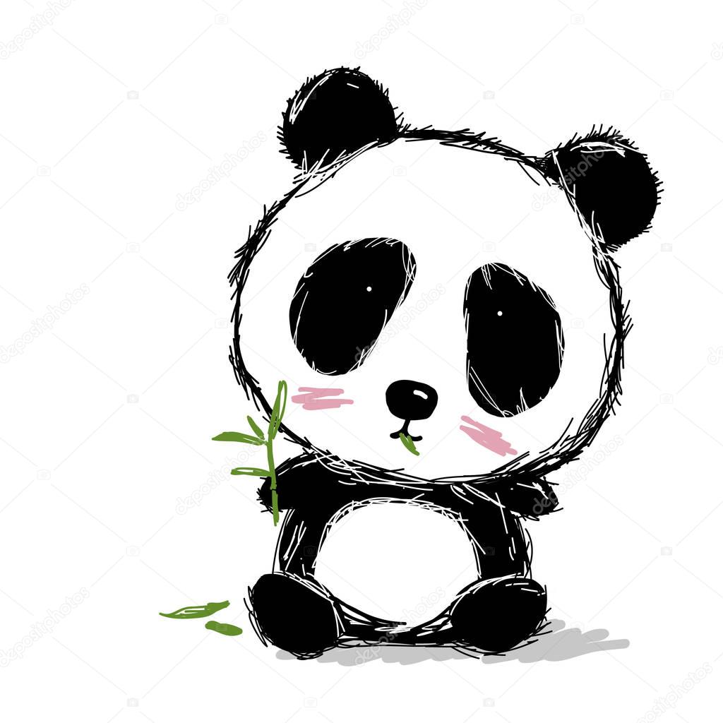 Hand Drawn Panda Bear Design On White Background — Stock Vector