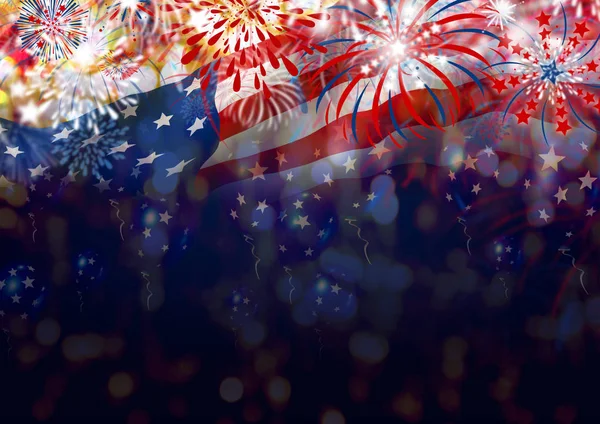 Doppelbelichtung usa Hintergrunddesign für Unabhängigkeitstag und andere Feierlichkeiten — Stockfoto