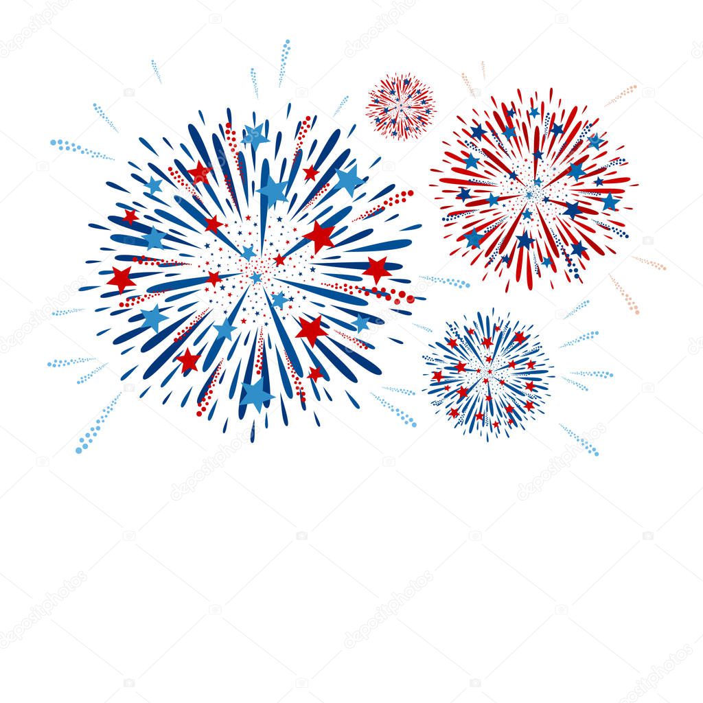 Vector fireworks design on white background 