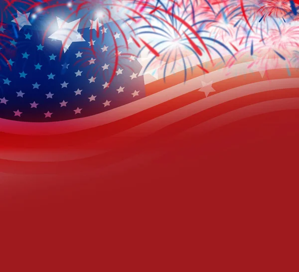 USA flagga med fyrverkeri bakgrundsdesign — Stockfoto