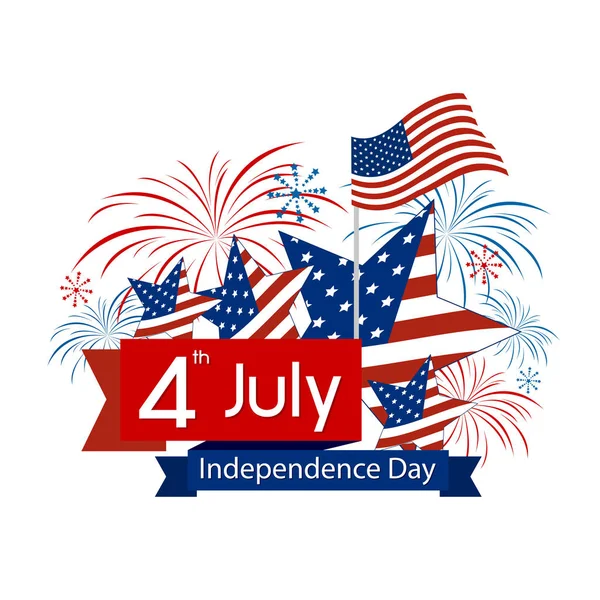 VS 4 juli-independence dag ontwerp op witte achtergrond — Stockvector