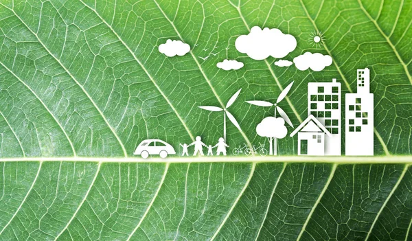 Дизайн концепції екології на фоні свіжої зеленої текстури листя — стокове фото