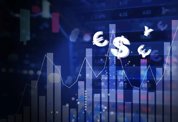 Üzleti pénzügyi fogalom az online forex kereskedés-a pénznemjel és a grafikon — Stock Fotó
