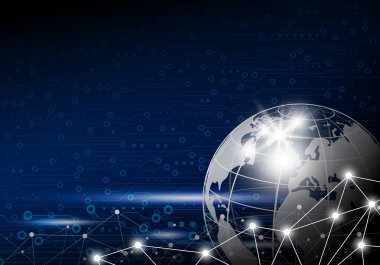 Vektör iş kavramı küresel ağ tasarım kopya alanı dijital teknoloji zemin üzerine