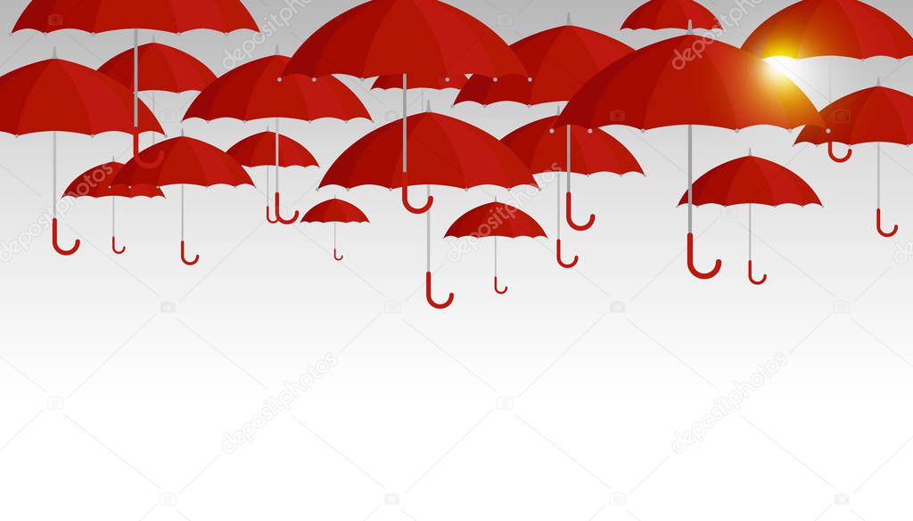 Vector red umbrella background for rainy season