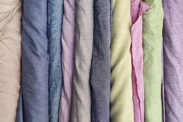 Naturalne tkaniny lniane w tle roll — Zdjęcie stockowe