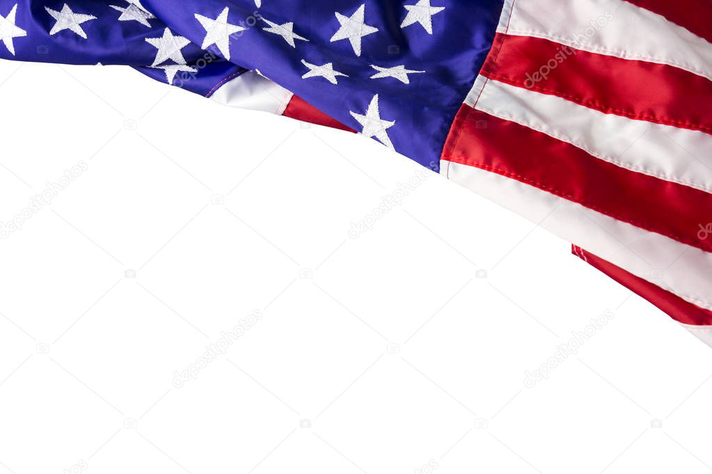 USA or american flag isolated on white background with clipping path