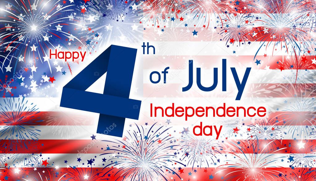 USA 4 july independence day design of america flag with fireworks background 