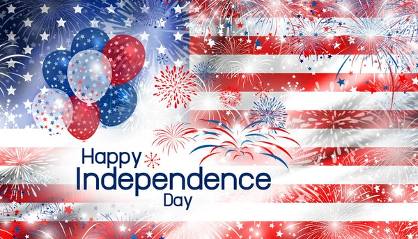 USA 4 july independence day design of america flag with fireworks background — Stock Photo, Image